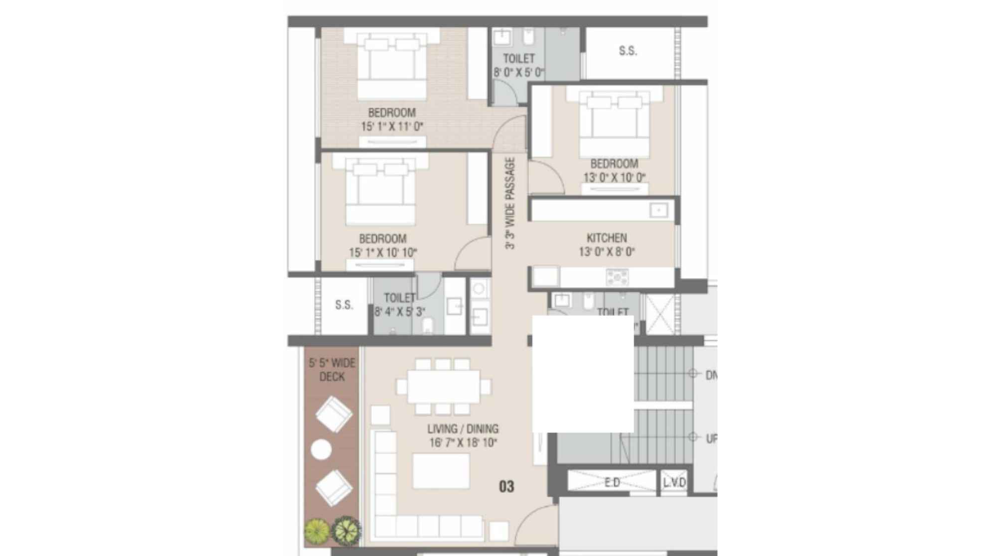 Satyam-Velencia-Floor-Plan-3 BHK -Type 2